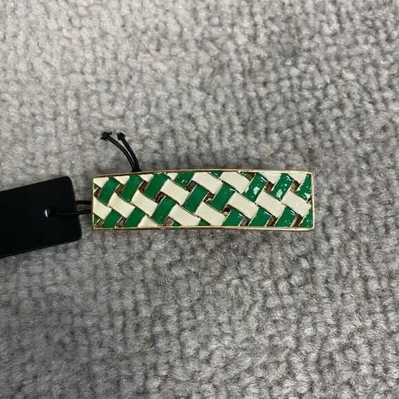 Ann Taylor Green White Intertwined Hair Accessory Clip Brand New - Picture 1 of 3